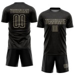 Sublimation Custom Geometric Black Soccer Jersey Shape Sports Uniform Cream