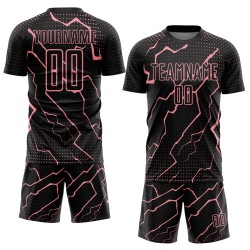 Sublimation Lightning Pink Jersey Medium Sports Uniform Custom Soccer Black Sublimation Lightning Pink Jersey Medium Sports Uniform Custom Soccer Black